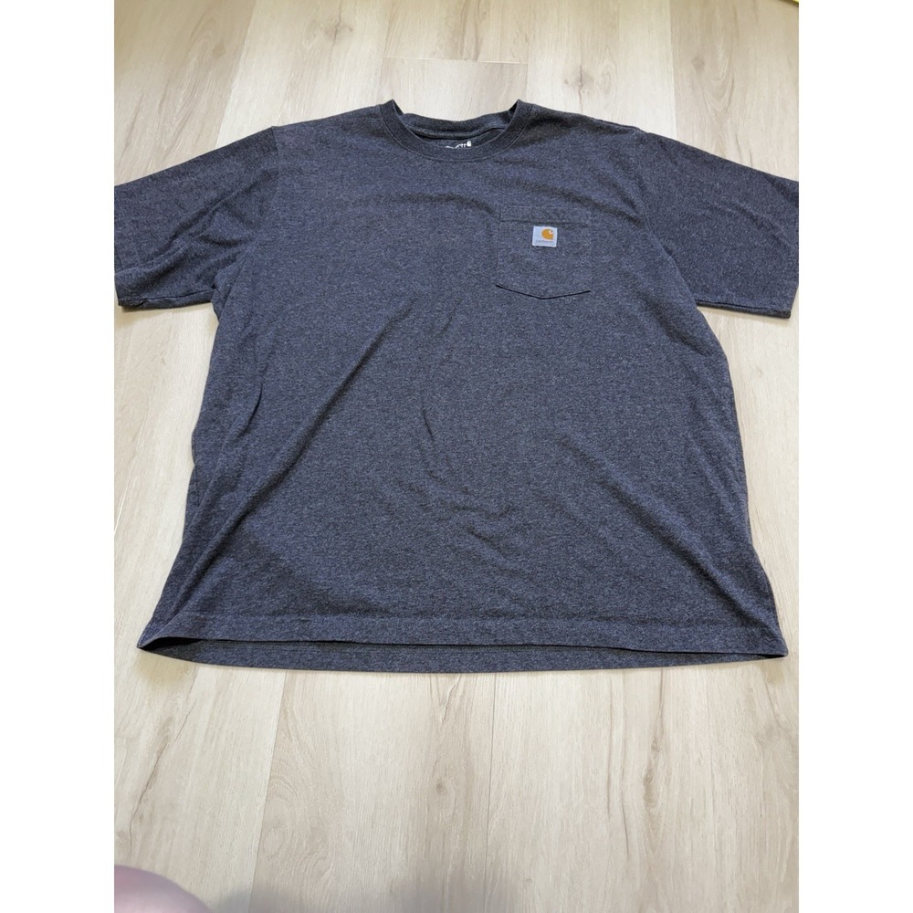 Carhartt T-Shirt Men's Size 2XL Short Sleeve Logo Pocket Relaxed Fit Dark Gray